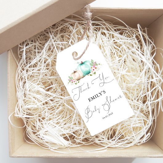 Elegante turquoise pompoenen dank u cadeaulabel
