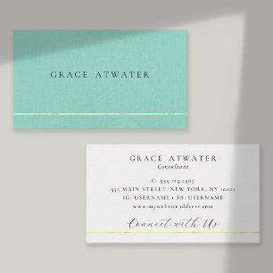 Elegante turquoise professionele gouden streep visitekaartje
