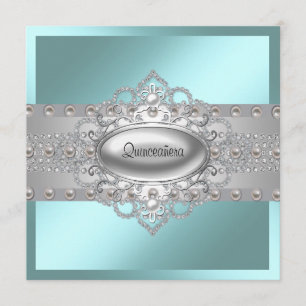 Elegante turquoise Quinceanera-uitnodigingen Kaart