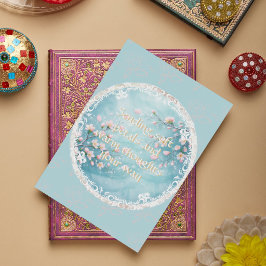 Elegante Turquoise Roze Kersenbloesem Groet Kaart