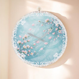Elegante Turquoise Roze Kersenbloesem Grote Klok