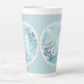 Elegante Turquoise Roze Kersenbloesem Initialen Latte Mok (Voorkant)