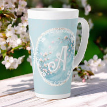 Elegante Turquoise Roze Kersenbloesem Initialen