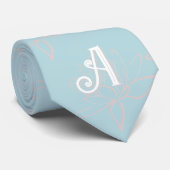 Elegante Turquoise Roze Kersenbloesem Initialen Stropdas (Opgerold)