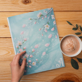 Elegante Turquoise Roze Kersenbloesem Initialen Tissuepapier