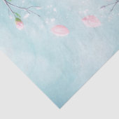 Elegante Turquoise Roze Kersenbloesem Initialen Tissuepapier (Detail)