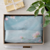 Elegante Turquoise Roze Kersenbloesem Initialen Tissuepapier (Geschenk)