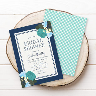 Elegante Turquoise Rozen Bruidsaai Invitatie Kaart