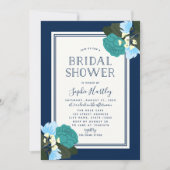 Elegante Turquoise Rozen Bruidsaai Invitatie Kaart (Voorkant)