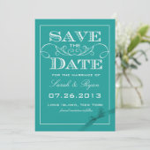 Elegante Turquoise Save the Date Aankondiging (Staand voorkant)