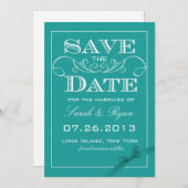 Elegante turquoise save-the-date-aankondiging kaart (Voorkant / Achterkant)