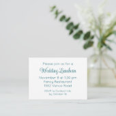 Elegante Turquoise Script Extra Huwelijksuitnodigi Informatiekaartje (Staand voorkant)
