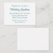 Elegante Turquoise Script Extra Huwelijksuitnodigi Informatiekaartje (Voorkant / Achterkant)