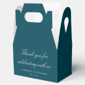 Elegante Turquoise Script Trouw Aangepaste Dank Je Bedankdoosjes (Geopend)