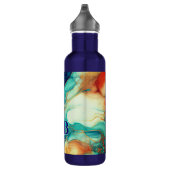 Elegante turquoise sinaasappel marmer kunst faux g waterfles  (Rechts)