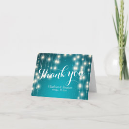 Elegante Turquoise Slingerlichten Huwelijk Bedankt