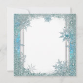 Elegante Turquoise Sneeuwvlok Bruiloft Kaart (Achterkant)