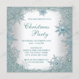 Elegante Turquoise Sneeuwvlok Kerstfeest Kaart
