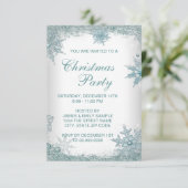 Elegante Turquoise Sneeuwvlok Kerstfeest RSVP Kaart (Staand voorkant)