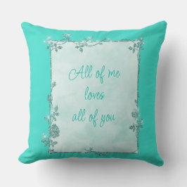 Elegante Turquoise Sparkle Lijst Valentijn Kussen