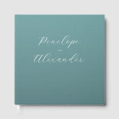 Elegante Turquoise Sterrenconfetti Gastenboek (Voorkant)