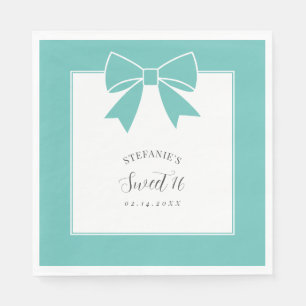Elegante Turquoise Strik Verjaardagsfeest Meisje S Servet