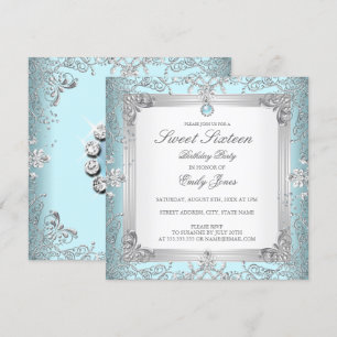 Elegante Turquoise Sweet 16 Zestien Parel Uitnodig Kaart