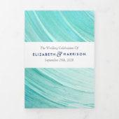 Elegante Turquoise Tides Beach Wedding Suite Drieluik Uitnodiging (Cover)