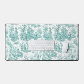 Elegante  turquoise toile de jouy bureaumat (Keyboard & Muis)
