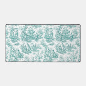 Elegante  turquoise toile de jouy bureaumat (Voorkant)