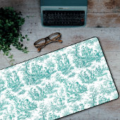 Elegante  turquoise toile de jouy bureaumat
