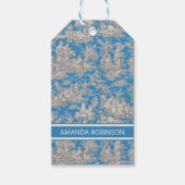 Elegante  turquoise toile de jouy cadeaulabel (Voorkant)