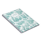 Elegante  turquoise toile de jouy klein notitieboek (Rechterzijde)