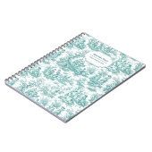 Elegante  turquoise toile de jouy klein notitieboek (Linkerzijde)