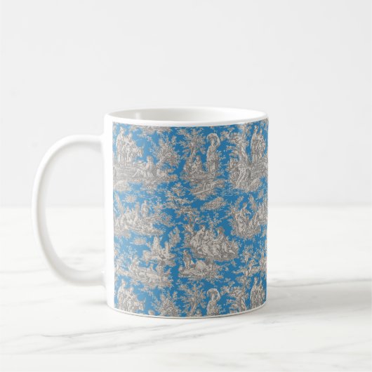 Elegante turquoise toile de jouy koffiemok (Links)