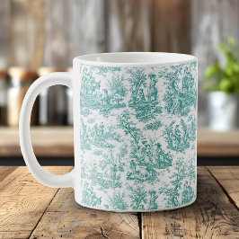 Elegante turquoise toile de jouy koffiemok