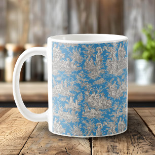Elegante  turquoise toile de jouy koffiemok