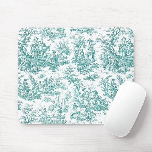 Elegante  turquoise toile de jouy muismat (Met muis)