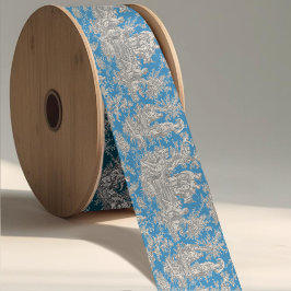 Elegante  turquoise toile de jouy satijnen lint
