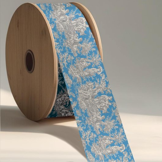 Elegante turquoise toile de jouy satijnen lint