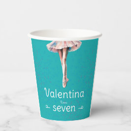 Elegante Turquoise Tutu Ballerina Verjaardag Papieren Bekers