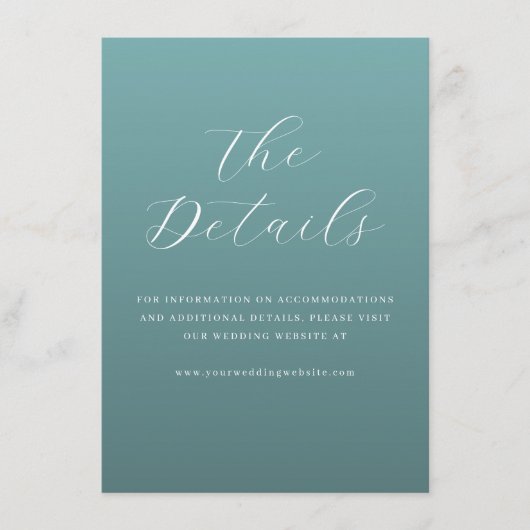 Elegante Turquoise Typografische Uitnodiging Informatiekaartje (Voorkant)