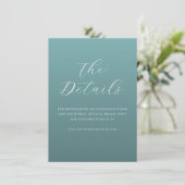Elegante Turquoise Typografische Uitnodiging Informatiekaartje (Staand voorkant)