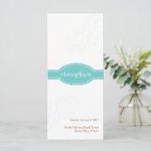 Elegante turquoise uitnodiging, Caroline Wedding (Staand voorkant)