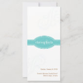 Elegante turquoise uitnodiging, Caroline Wedding (Voorkant)