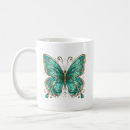 Elegante Turquoise vlinder Classic Keramiek Koffiemok