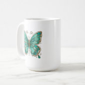Elegante Turquoise vlinder Groot Koffiemok (Voorkant links)