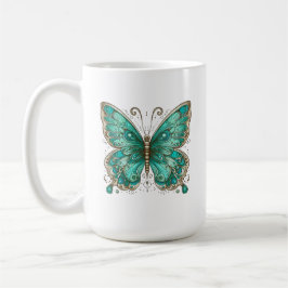 Elegante Turquoise vlinder Groot Koffiemok
