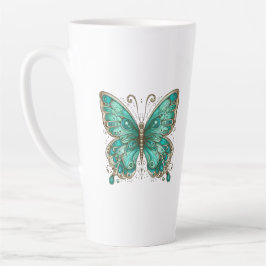 Elegante Turquoise vlinder Groot Latte Mok