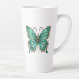 Elegante Turquoise vlinder Groot Latte Mok